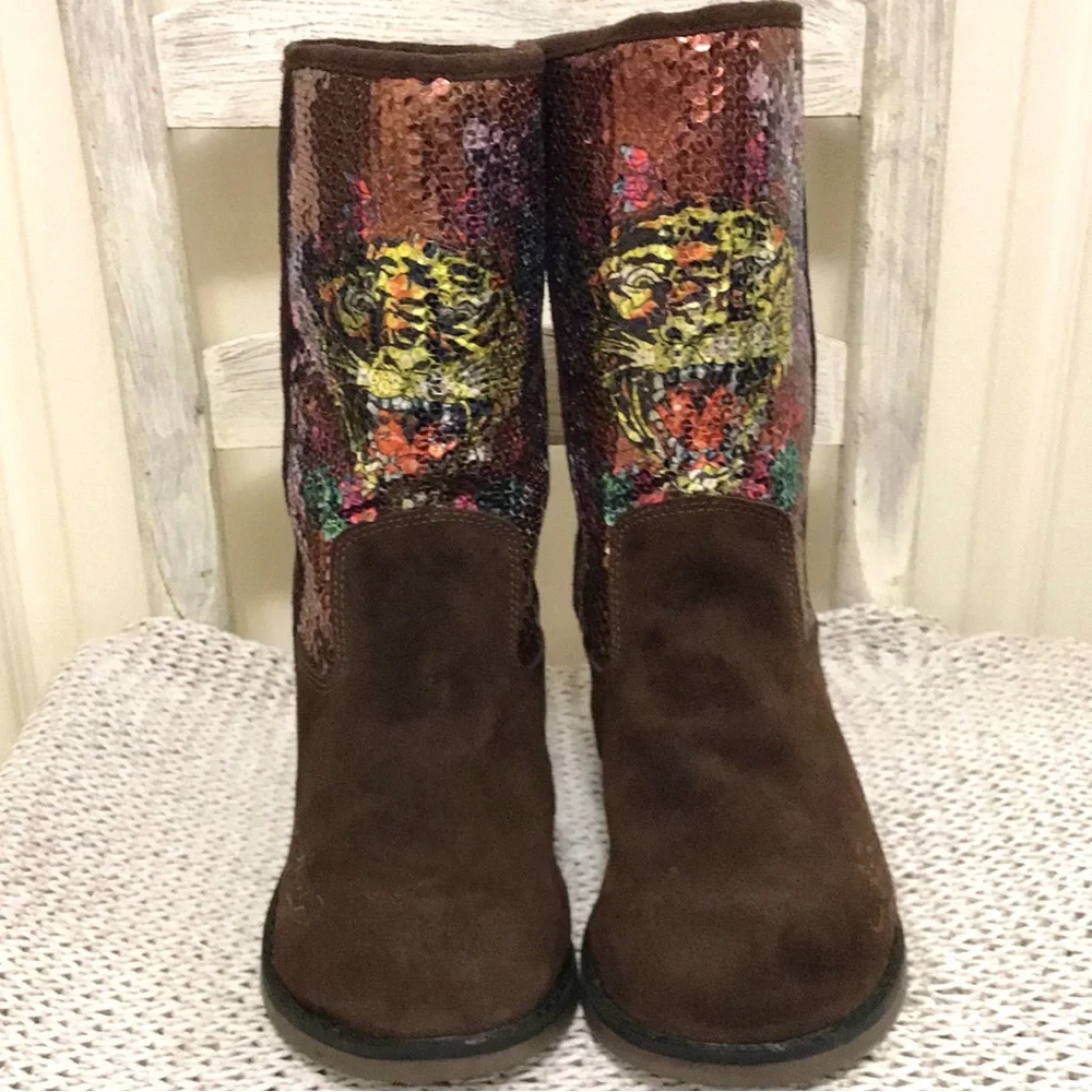 Ed Hardy Sequined Boots Y2K